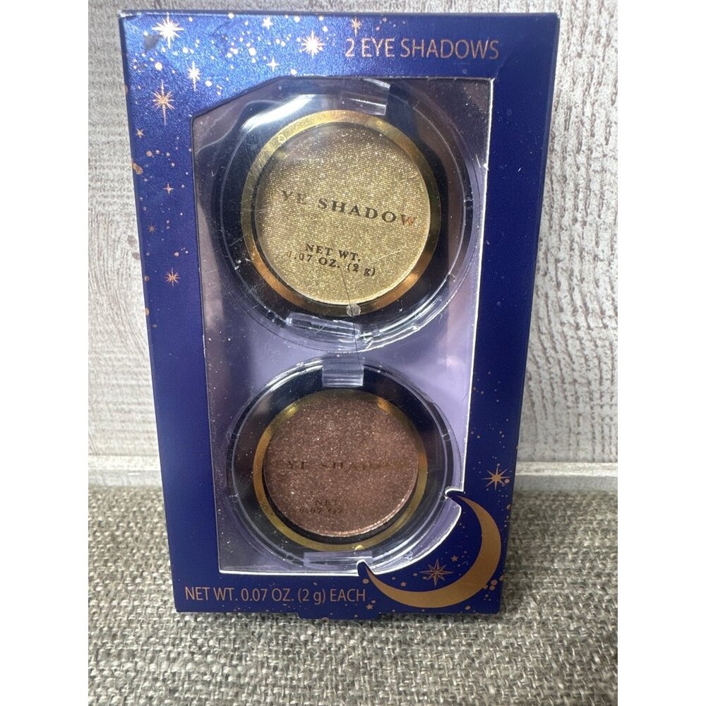2 Eyeshadows Gold & Brown 0.07 Oz Each Moon & Star Design Box